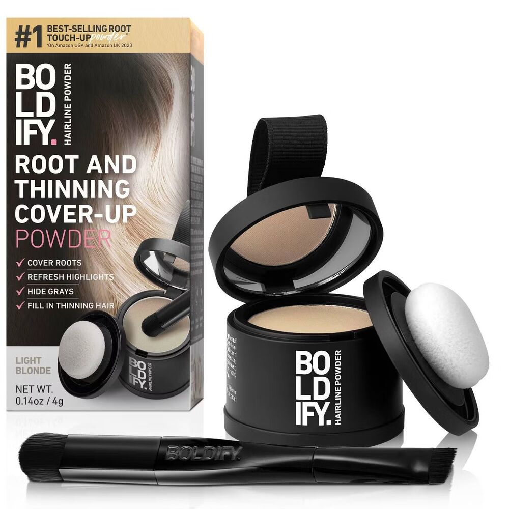 BOLDIFY Hairline Powder Root Touch Up Light Blonde Gray Cover Water Resistant 24